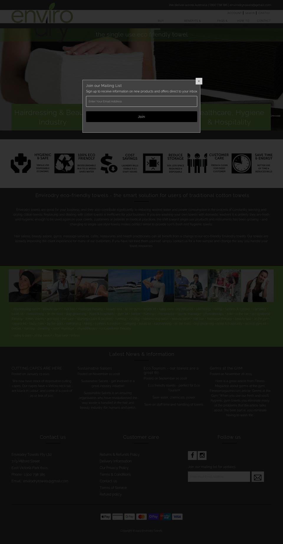 envirodrytowels.com.au shopify website screenshot