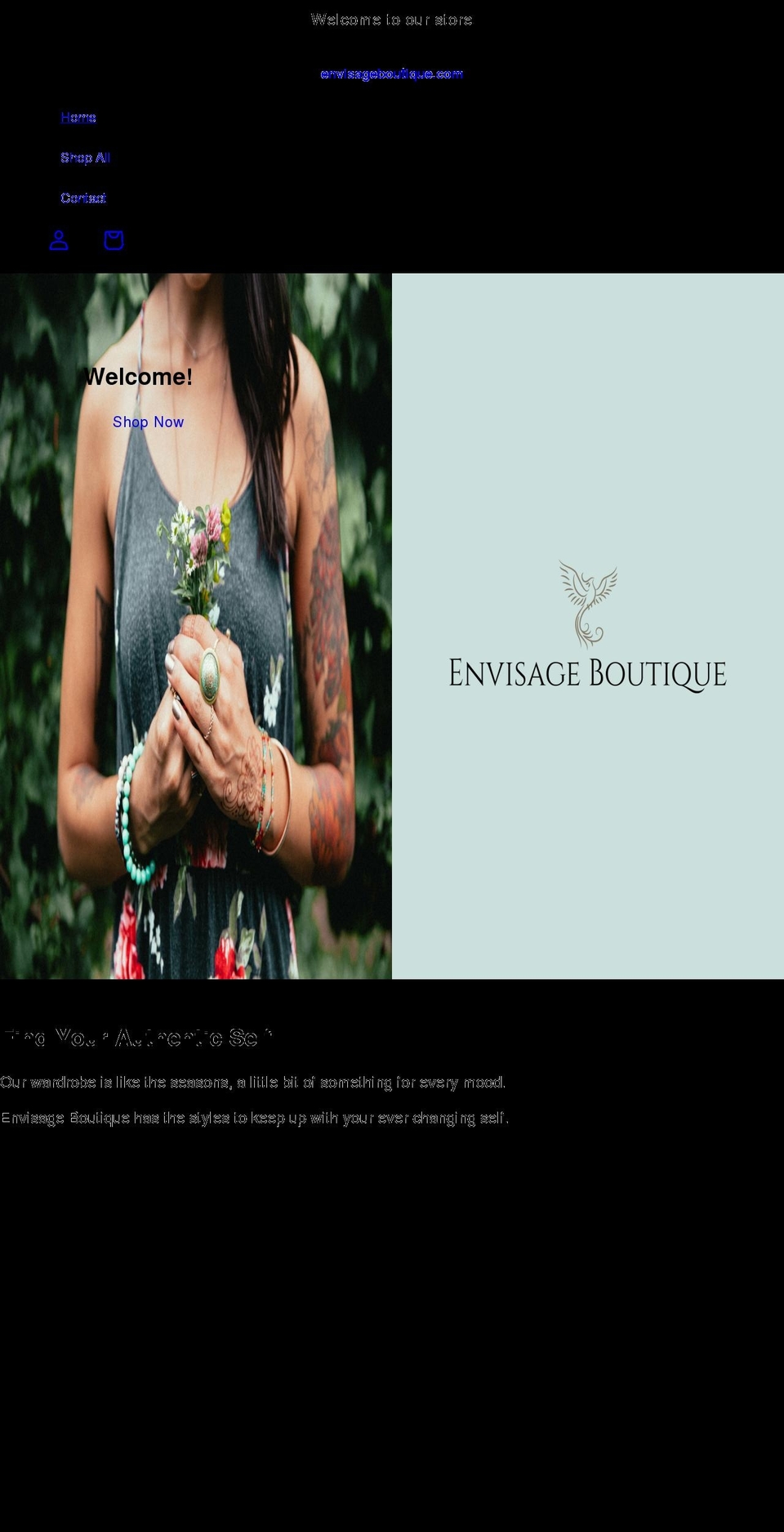 envisageboutique.com shopify website screenshot