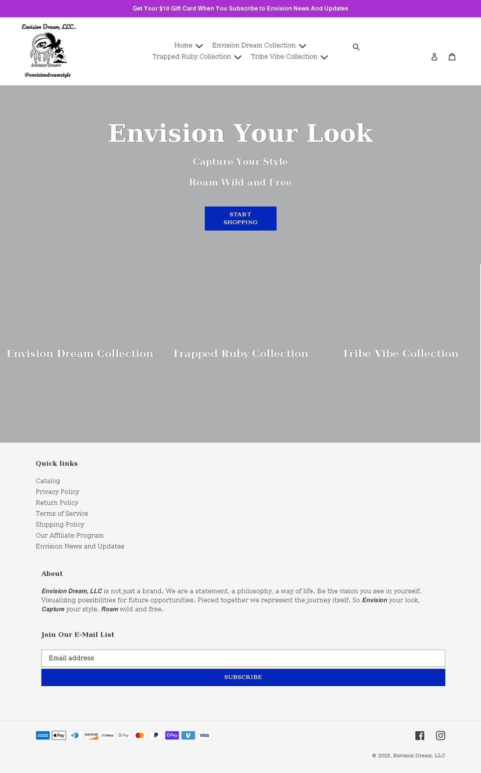 envision-dream.com shopify website screenshot