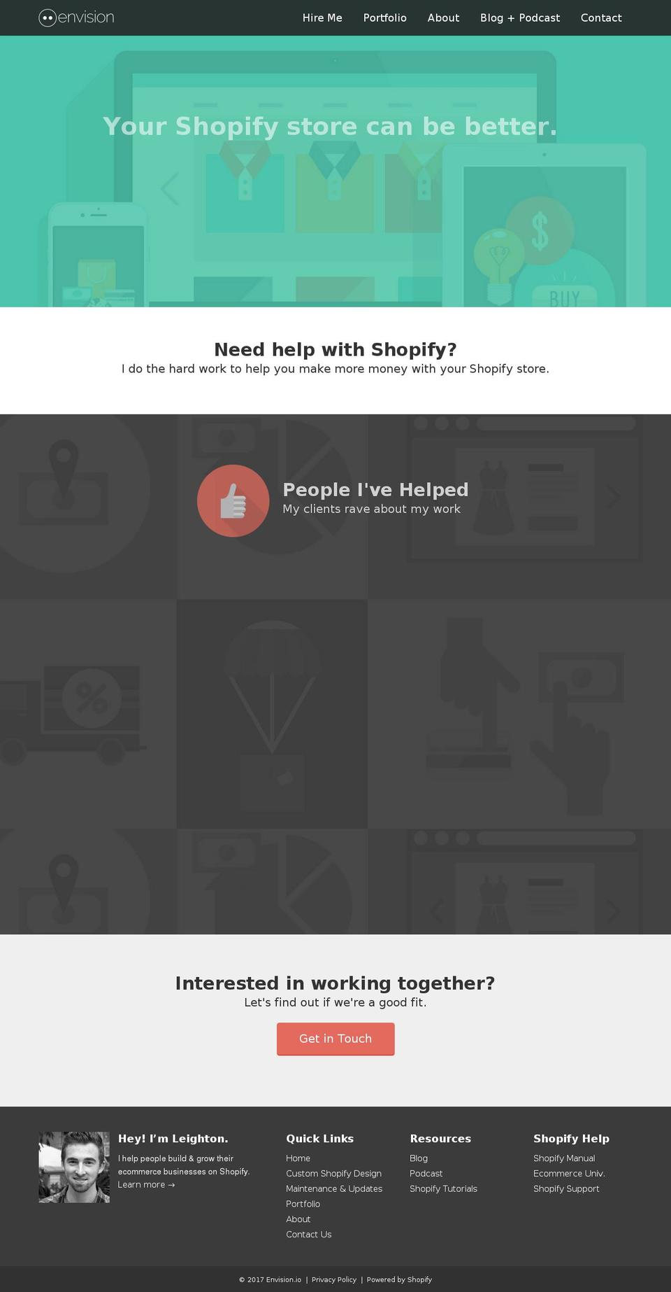 envision.io shopify website screenshot