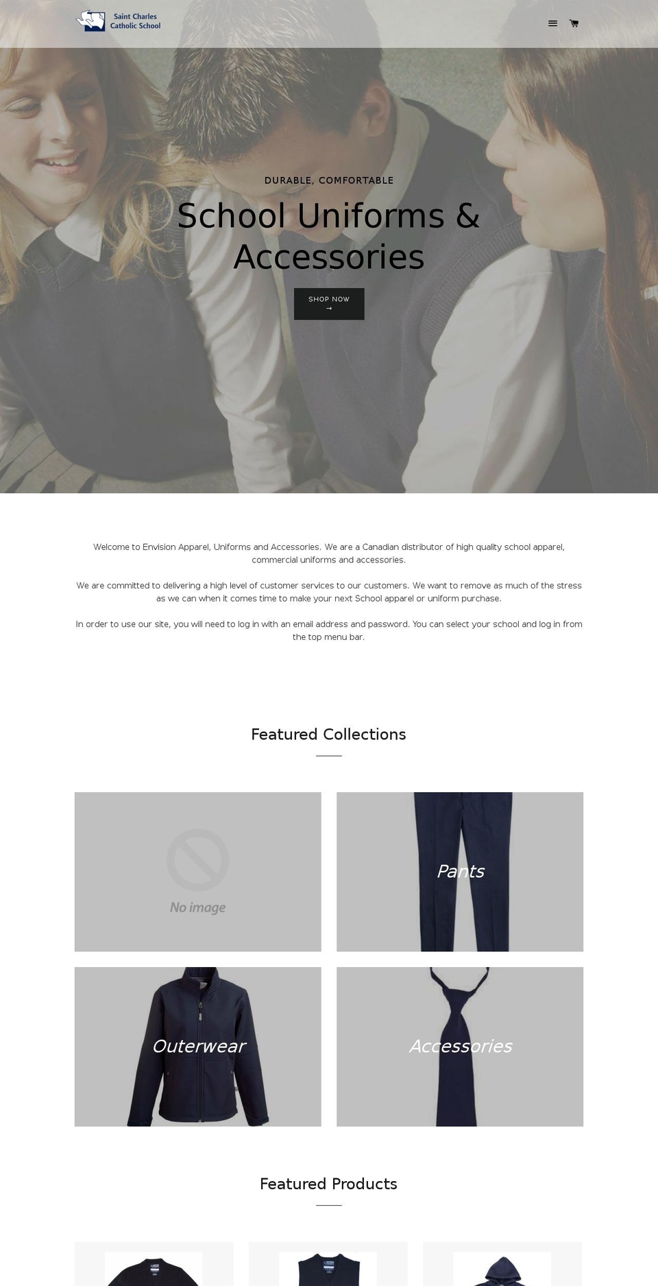 envisionuniforms.com shopify website screenshot