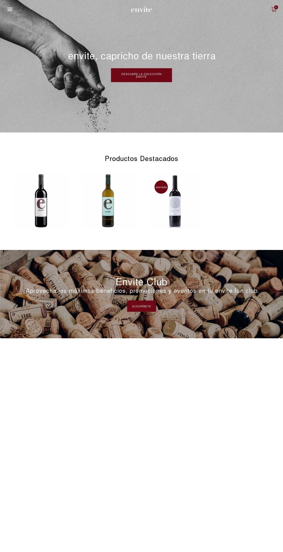 envitewines.com shopify website screenshot