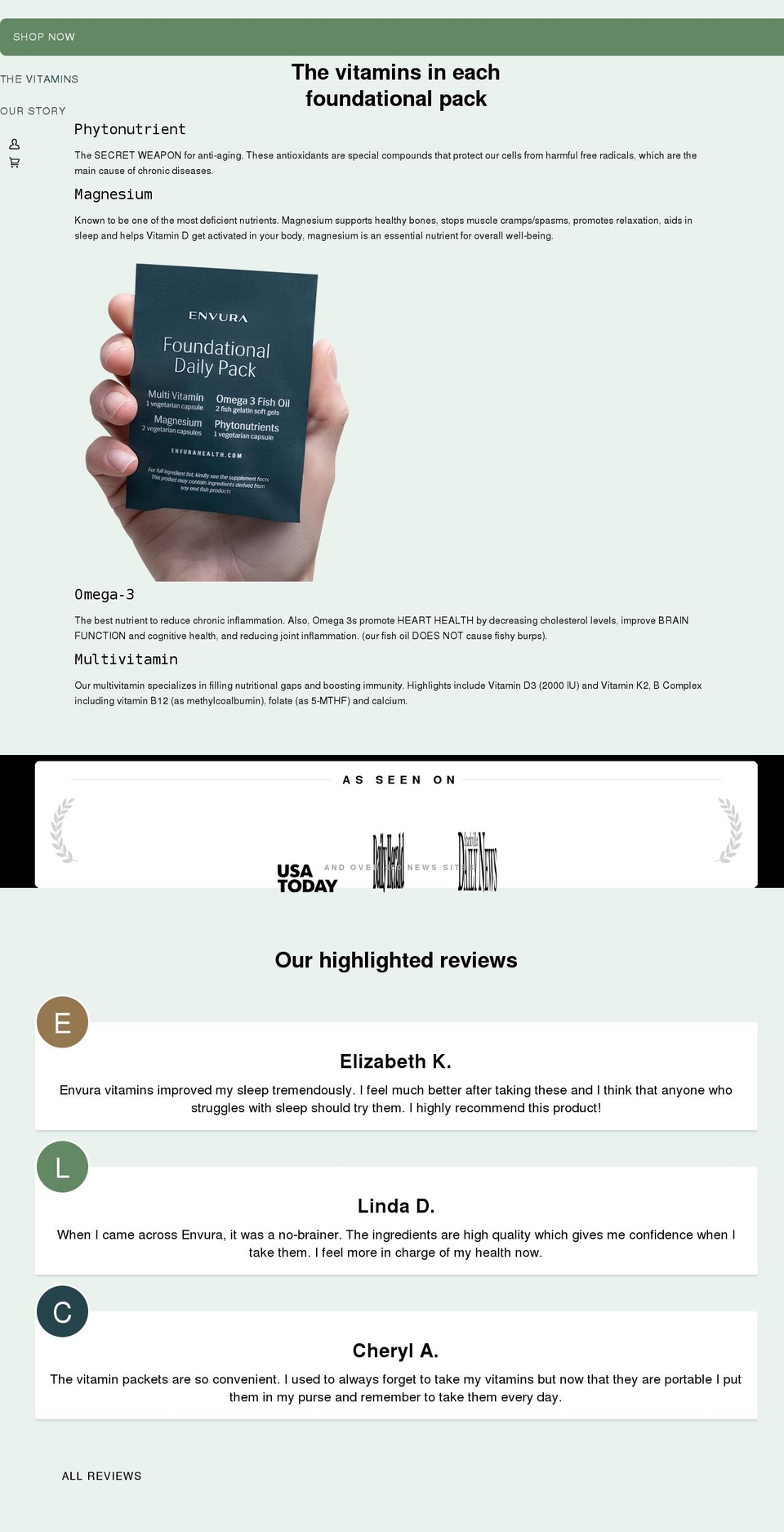 envurahealth.com shopify website screenshot
