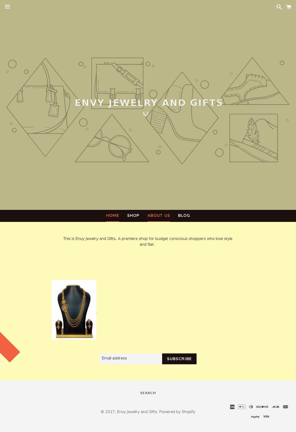 envy-jewelry.com shopify website screenshot