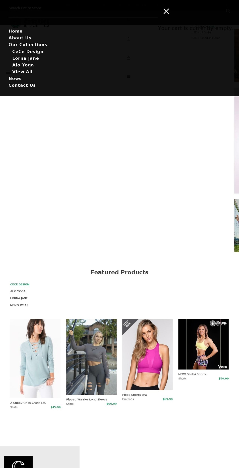 custom Shopify theme site example envyapparelfit.com