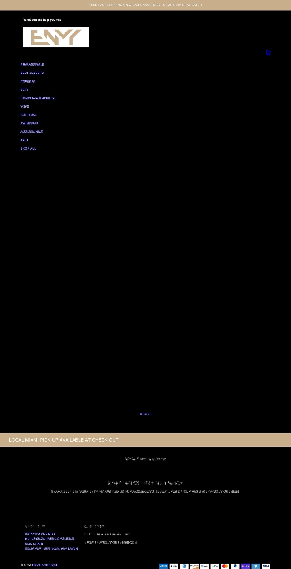 envyboutiquemiami.com shopify website screenshot