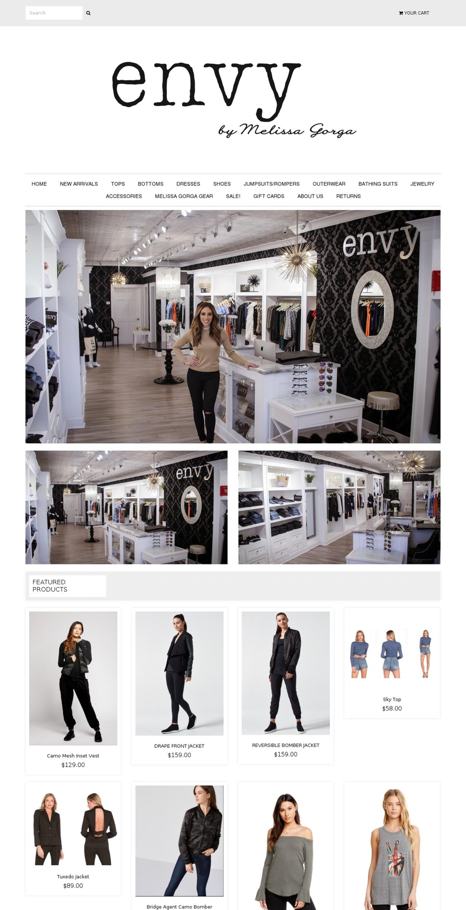envybymelissagorga.net shopify website screenshot