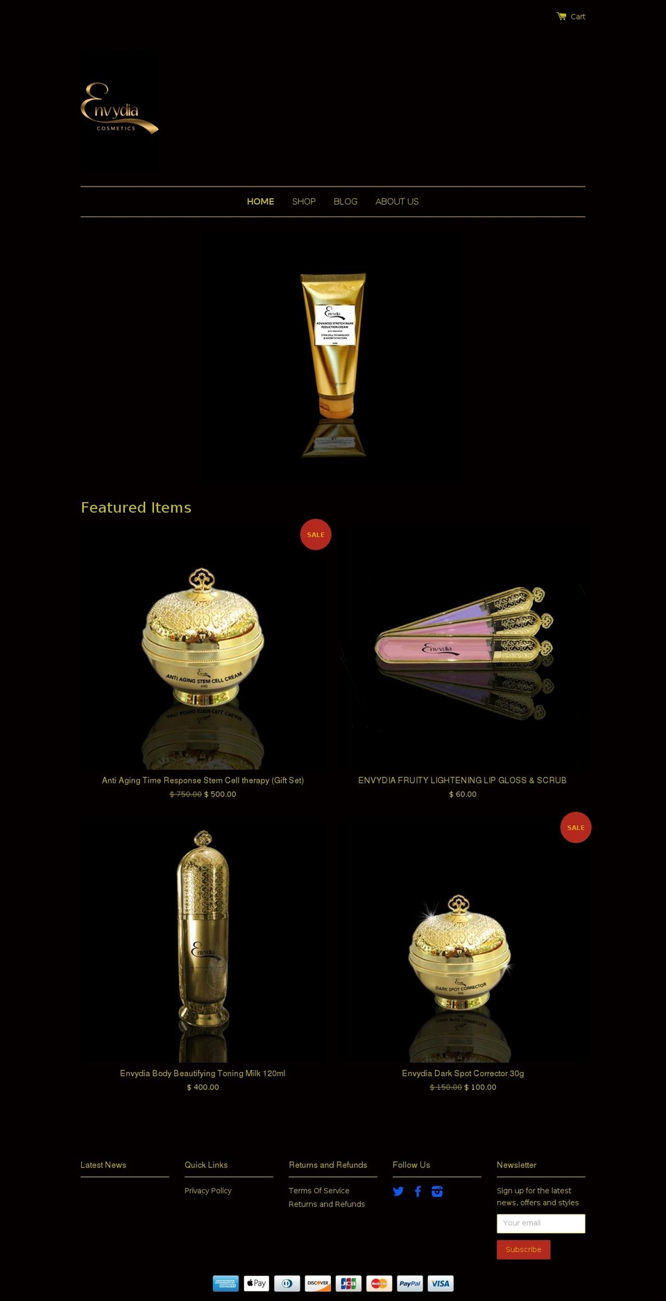 envydiacosmetics.com shopify website screenshot