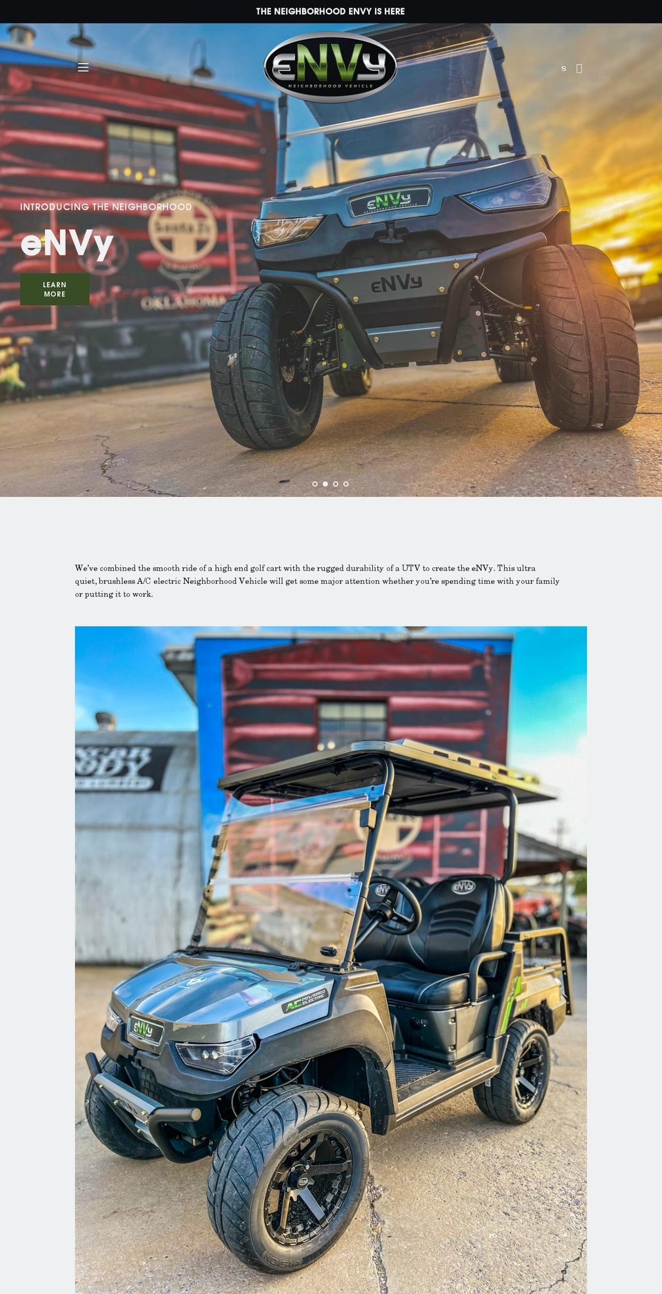 envygolfcart.com shopify website screenshot
