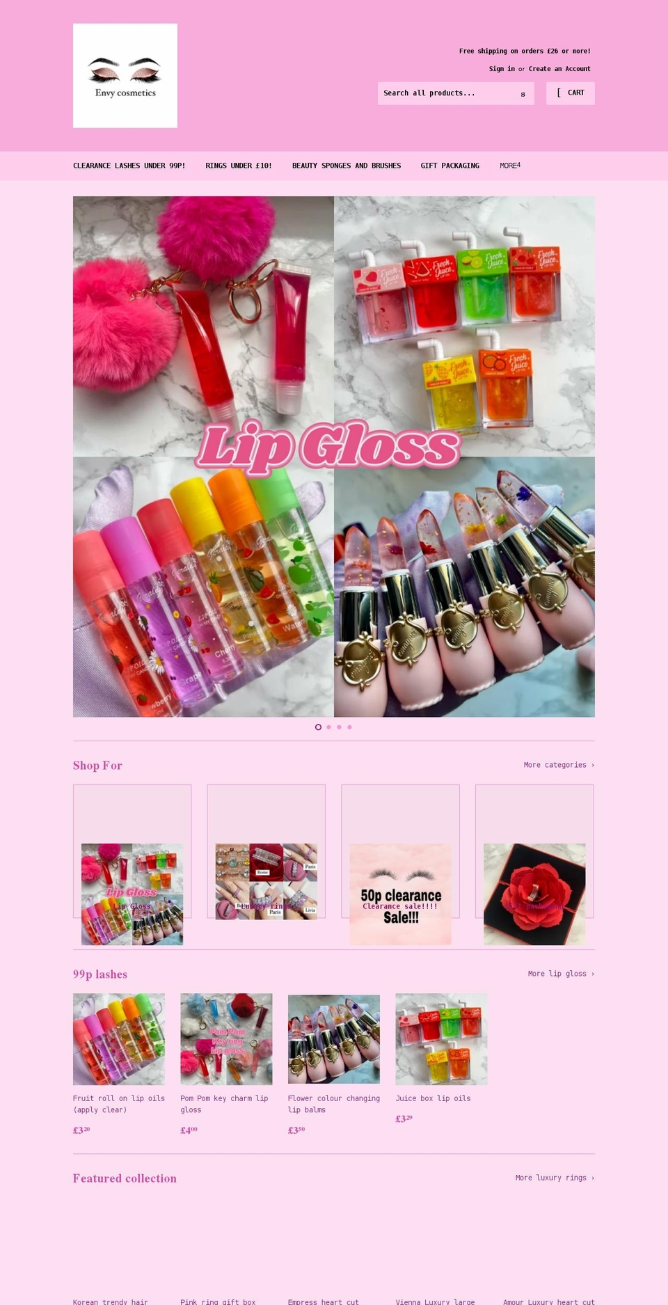 envylashes.co.uk shopify website screenshot