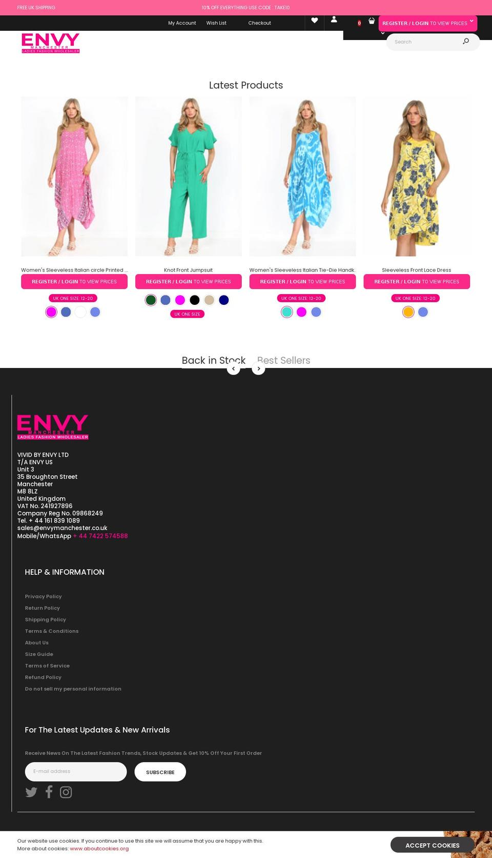 envymanchester.co.uk shopify website screenshot