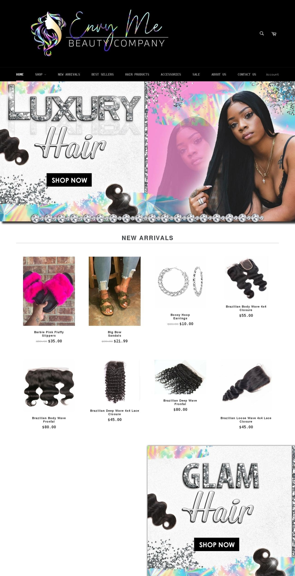 envymebeautycompany.com shopify website screenshot