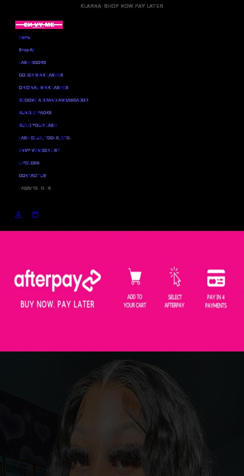 envymecosmetics.com shopify website screenshot