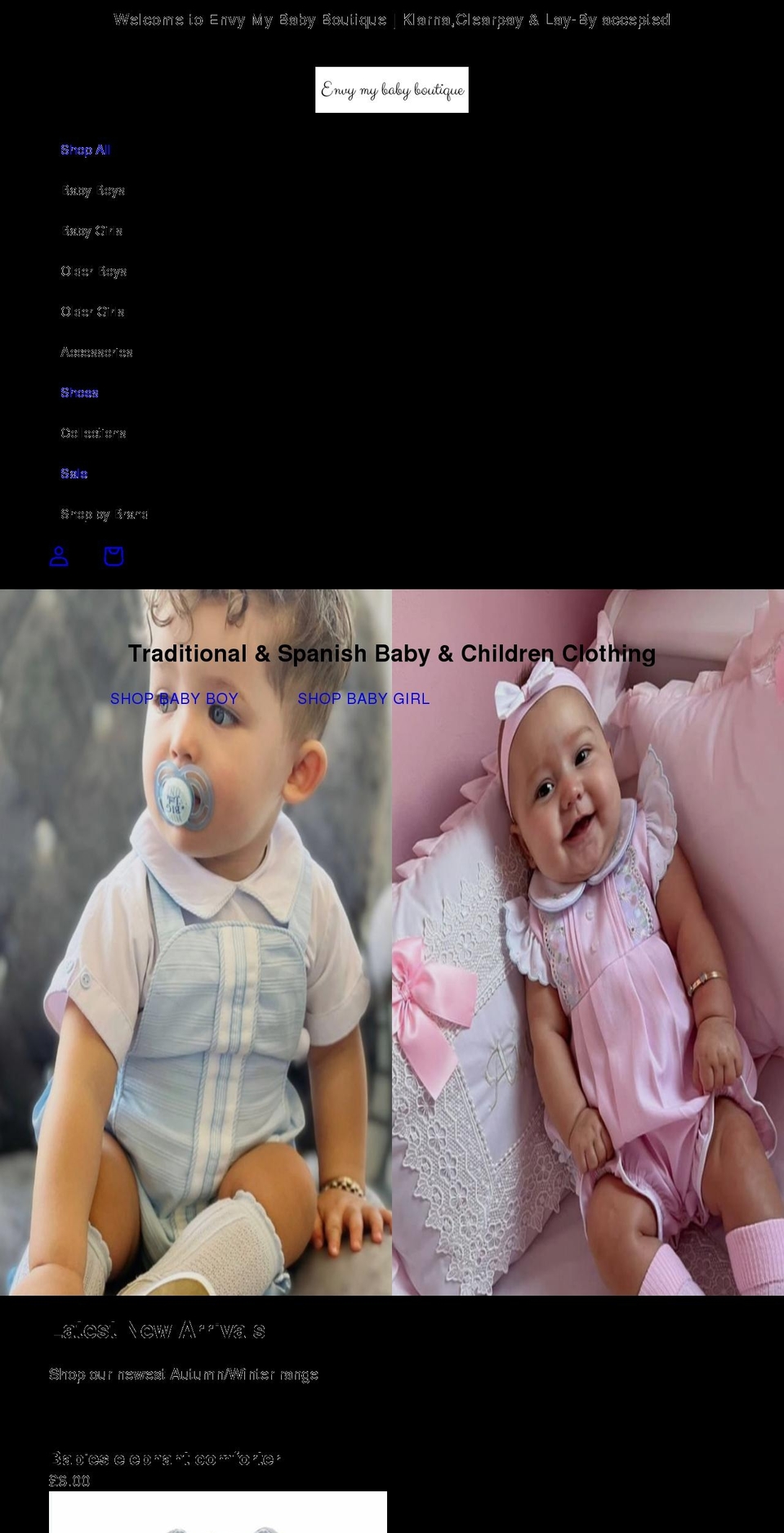 envymybabyboutique.com shopify website screenshot