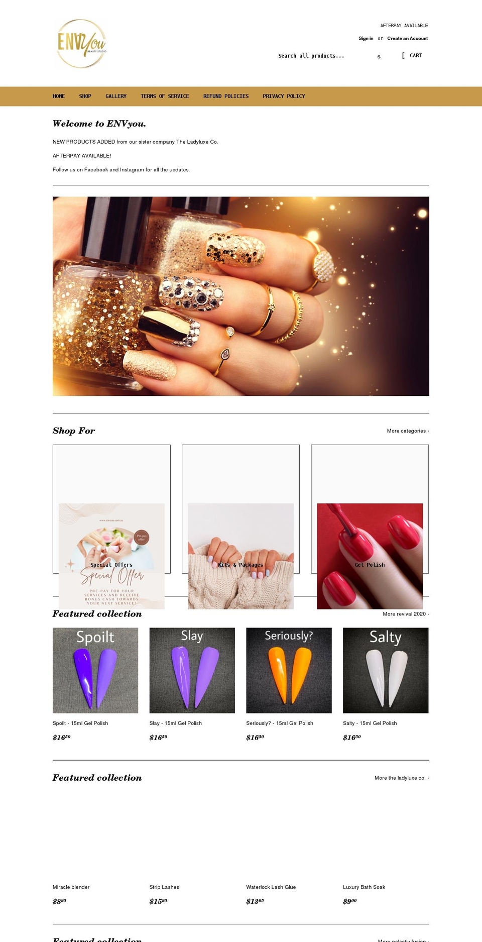 envyou.com.au shopify website screenshot