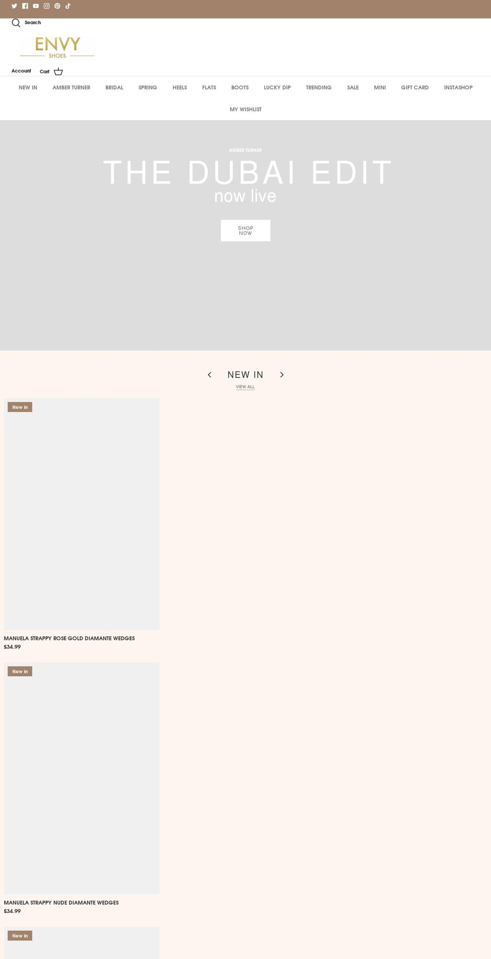 envyshoesuk.com — Shopify storefront screenshot