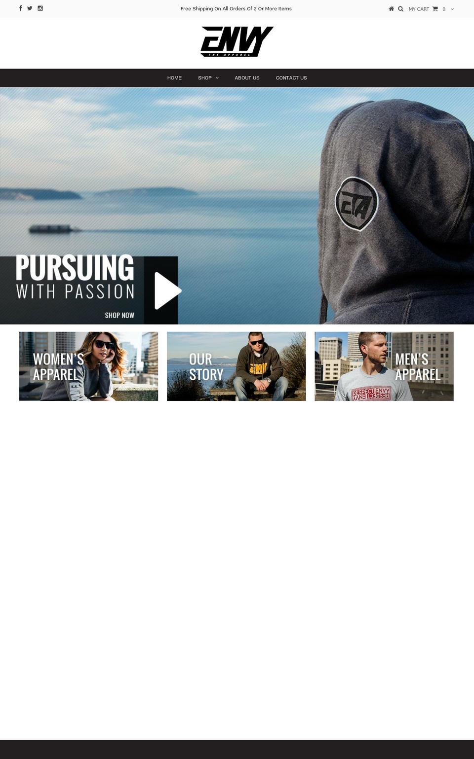 envytheapparel.com shopify website screenshot