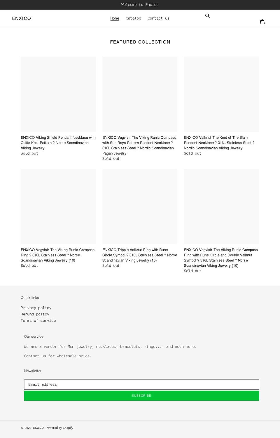 enxico.com shopify website screenshot