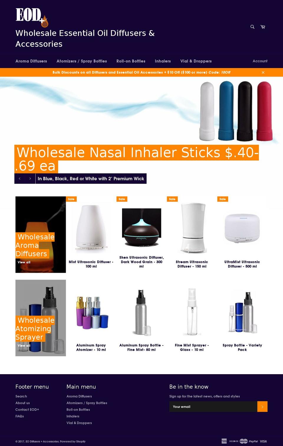 eodiffusersplus.com shopify website screenshot