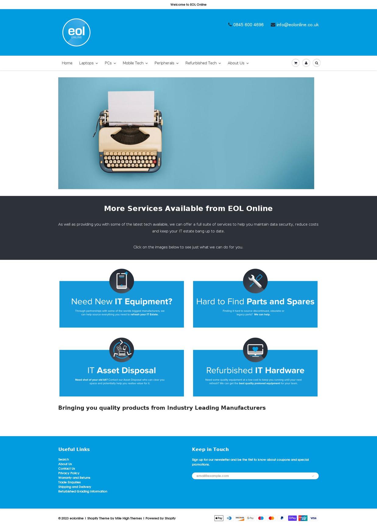 eolonline.co.uk shopify website screenshot