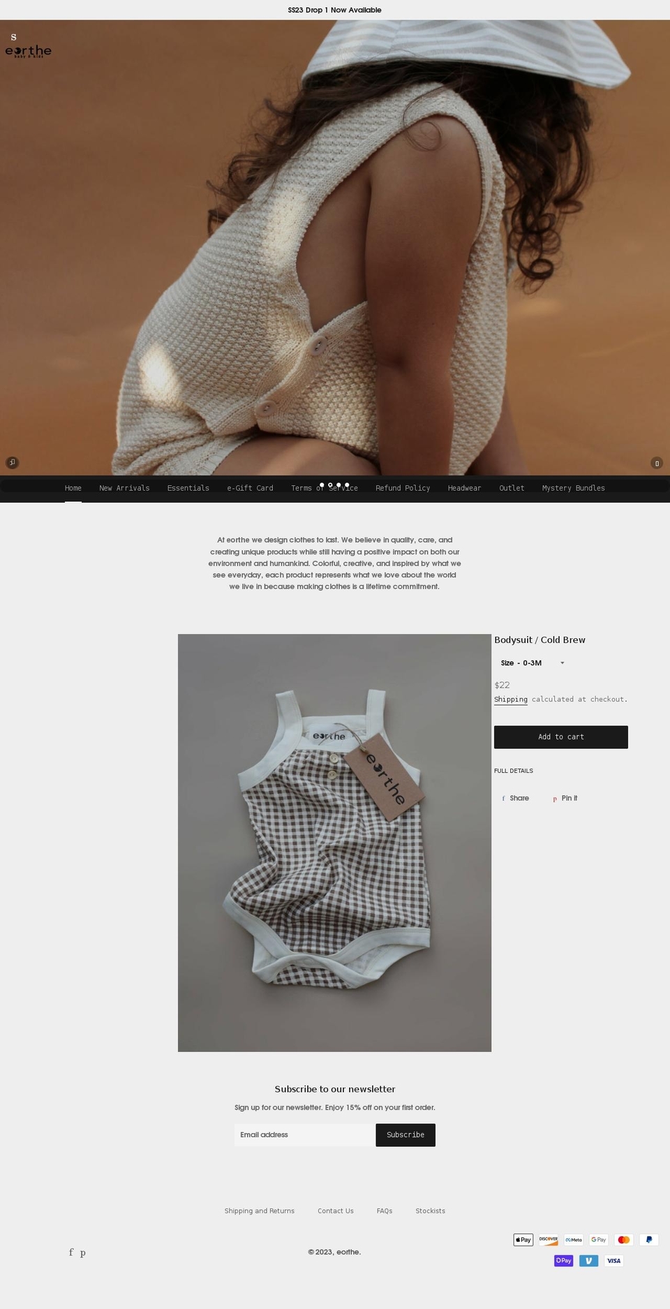 eorthe.co shopify website screenshot