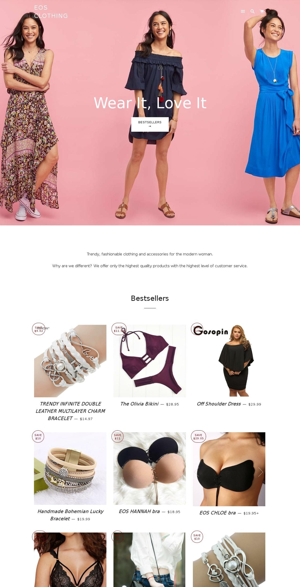 eosclothing.com — Shopify storefront screenshot