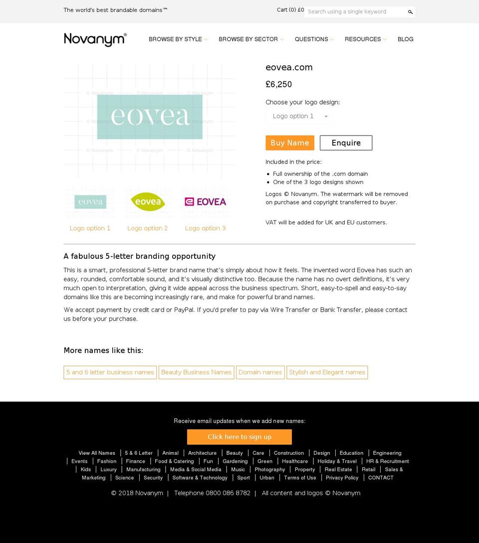 eovea.com shopify website screenshot