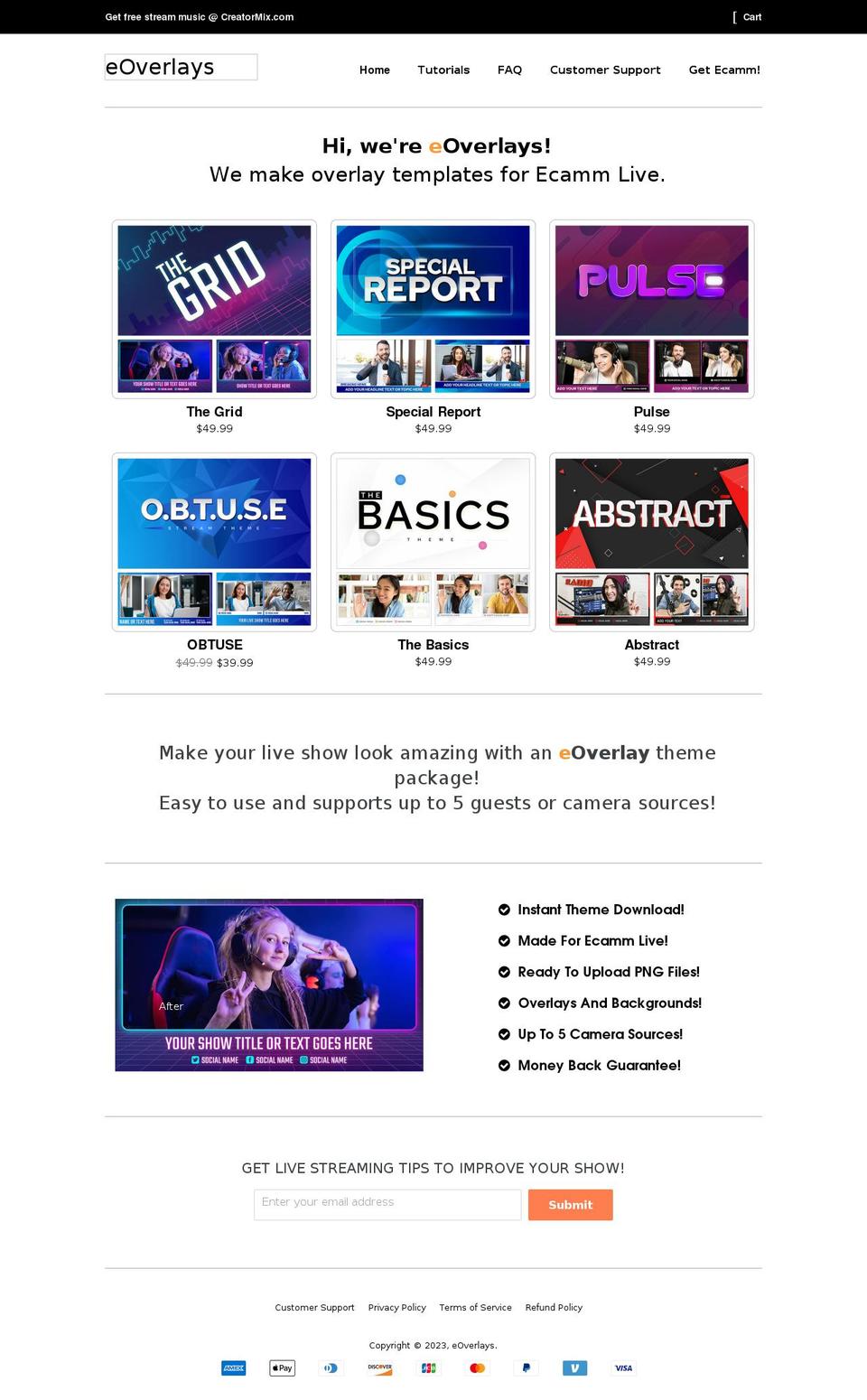 eoverlays.com shopify website screenshot