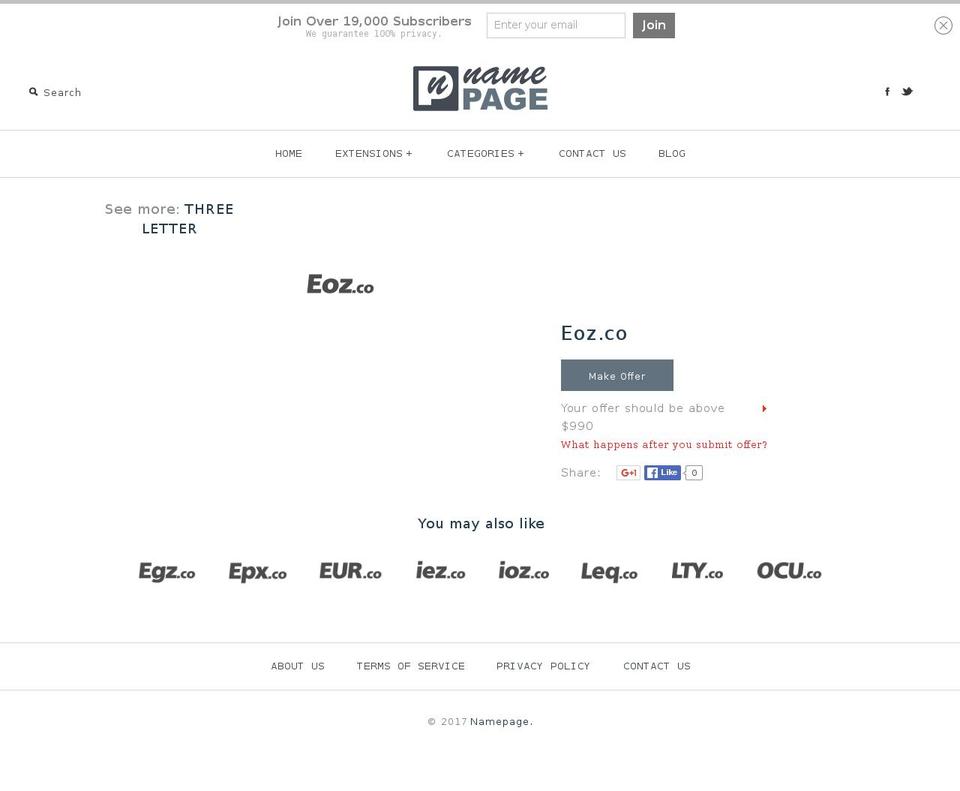 eoz.co shopify website screenshot