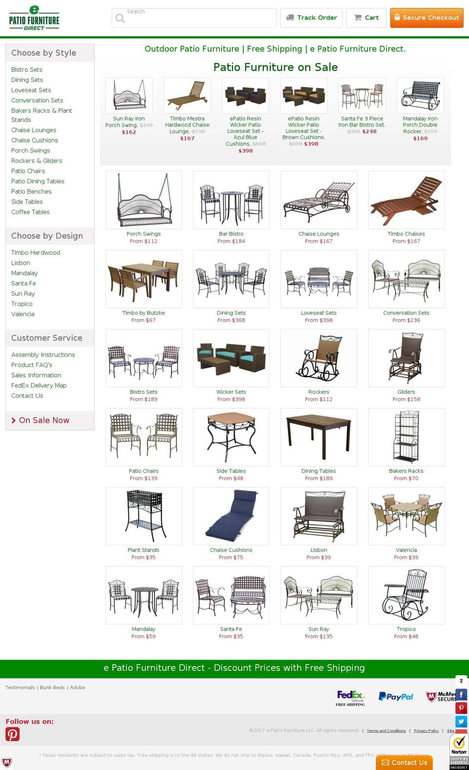 epatiofurniture.net shopify website screenshot