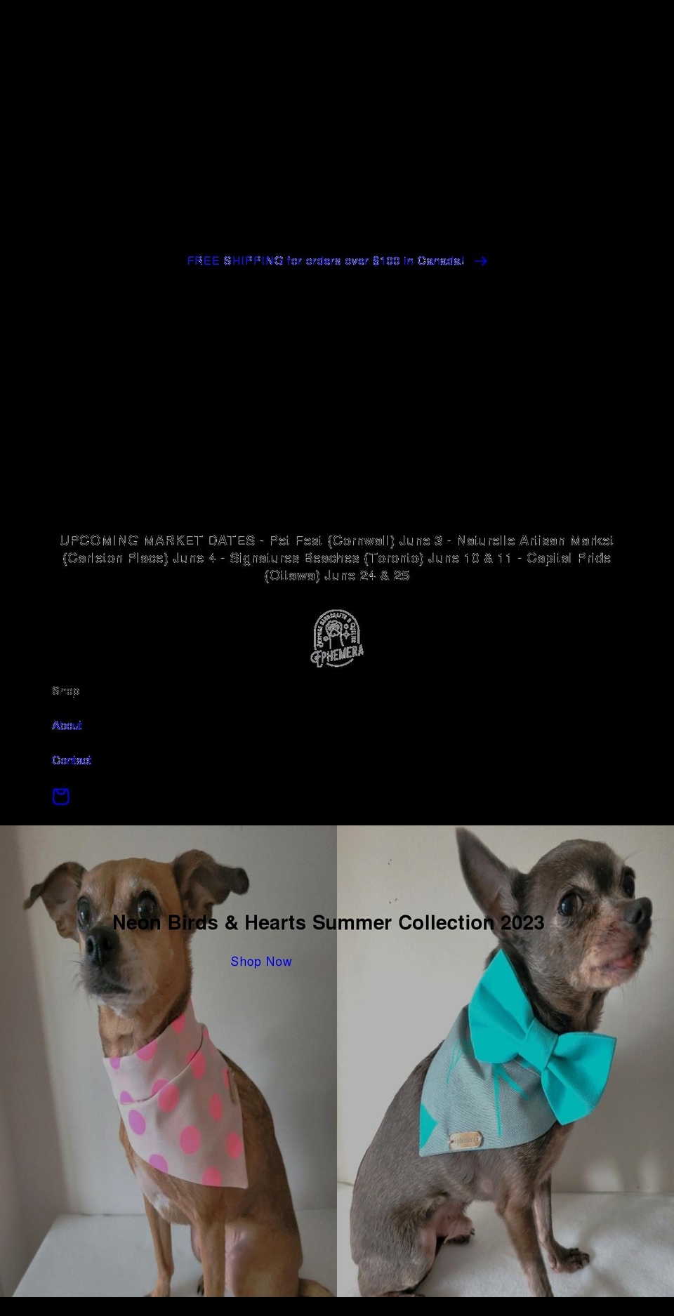 ephemeraartstudio.com shopify website screenshot