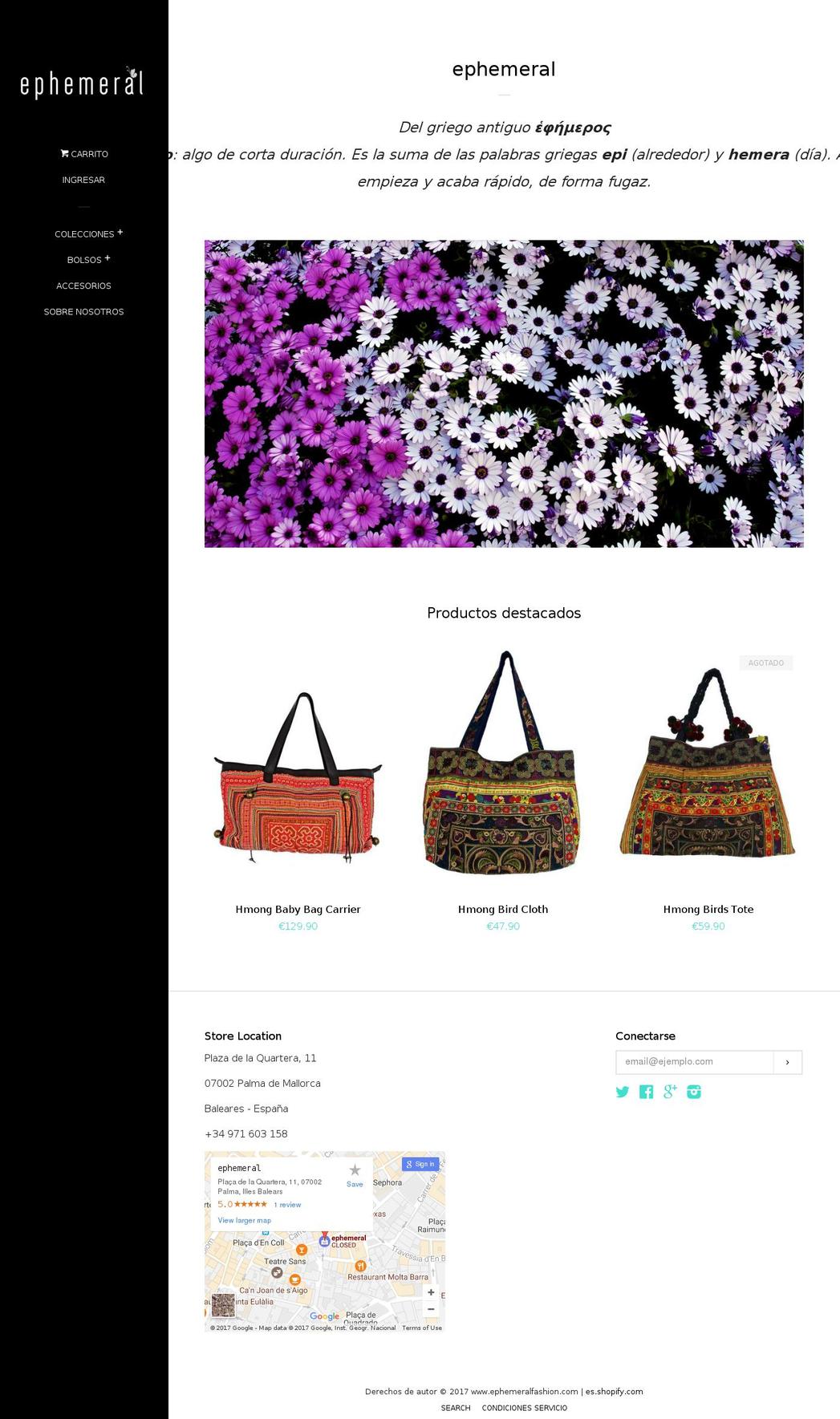 ephemeralfashion.com shopify website screenshot