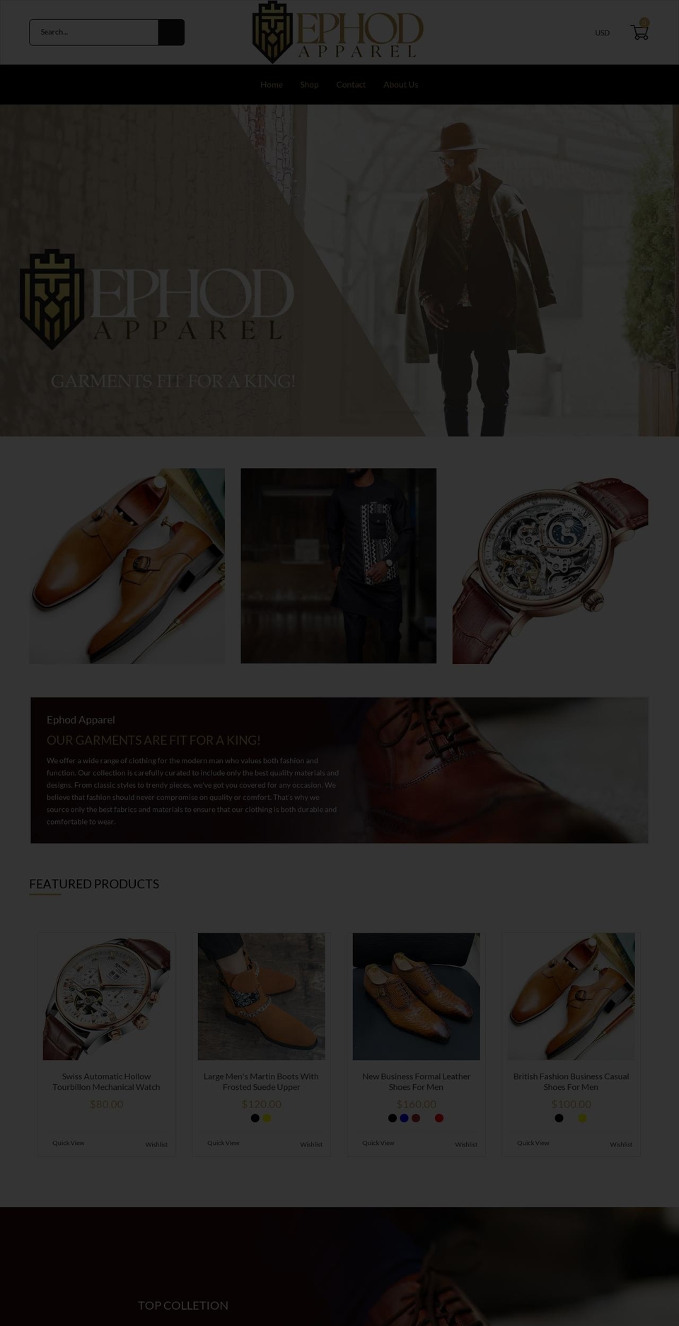 ephodapparel.com shopify website screenshot