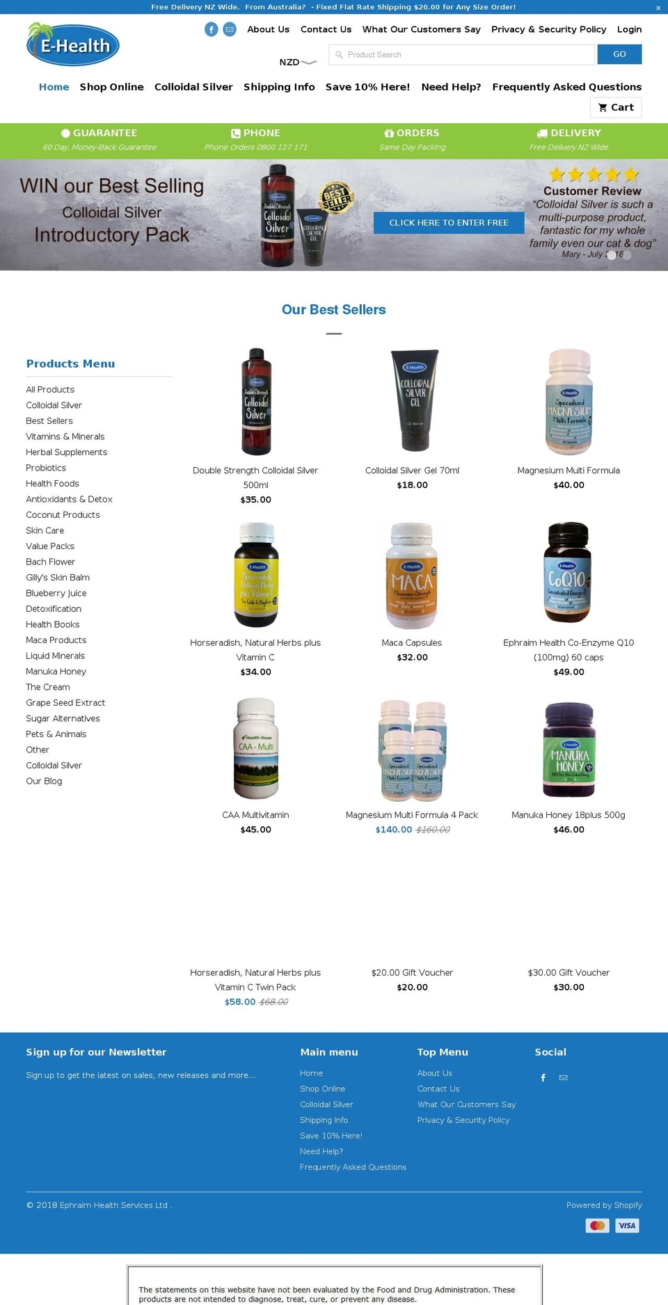 ephraimhealth.co.nz shopify website screenshot