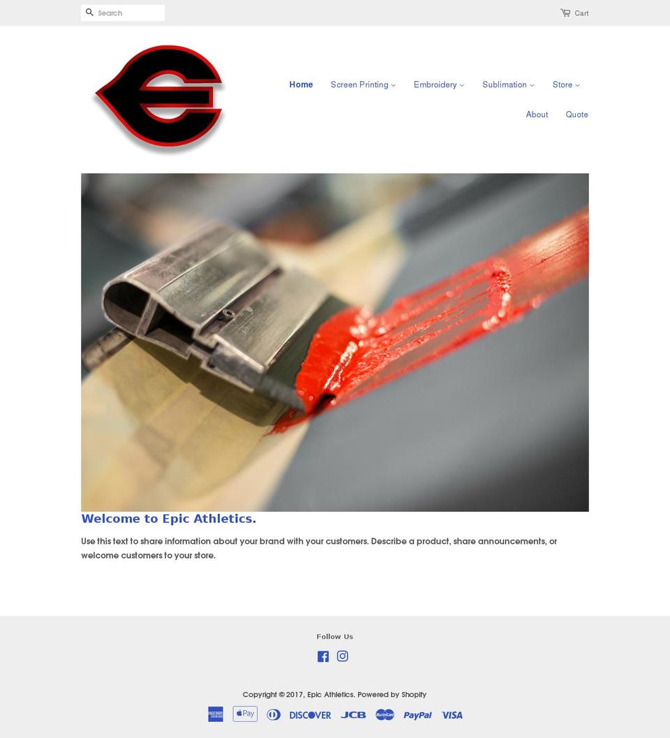 epic-athletics.com shopify website screenshot