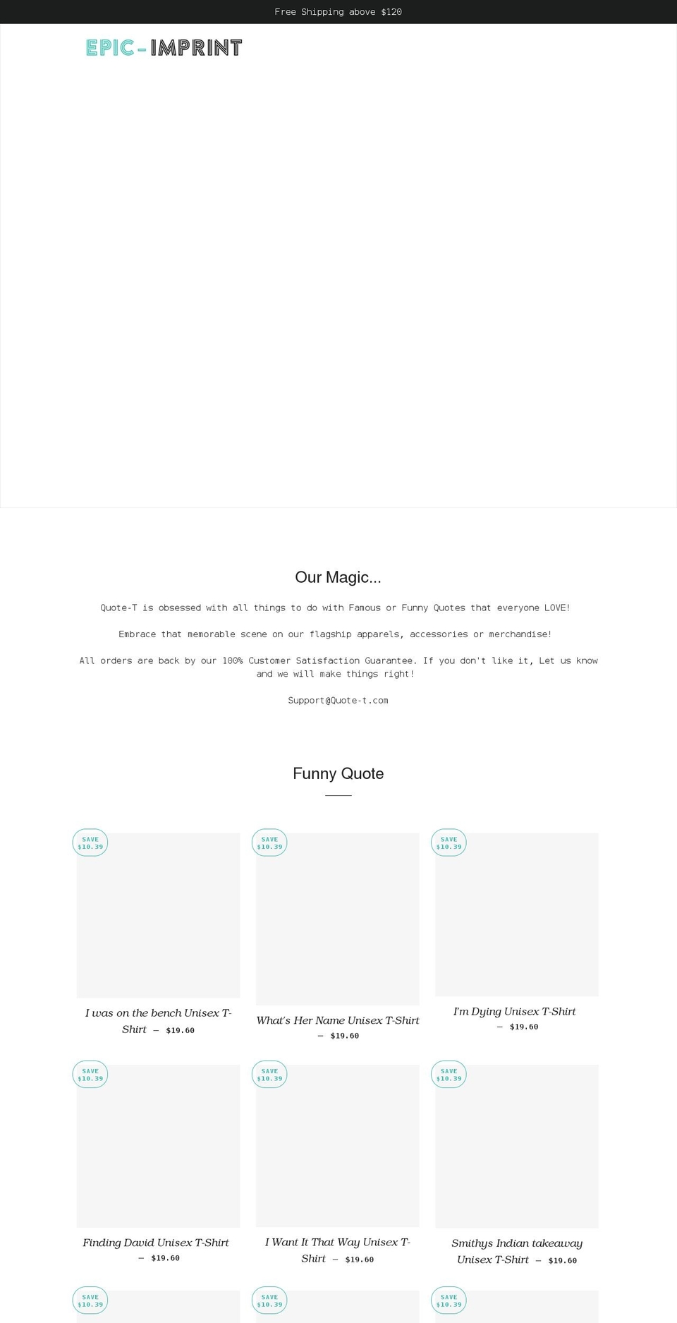 epic-imprint.com shopify website screenshot