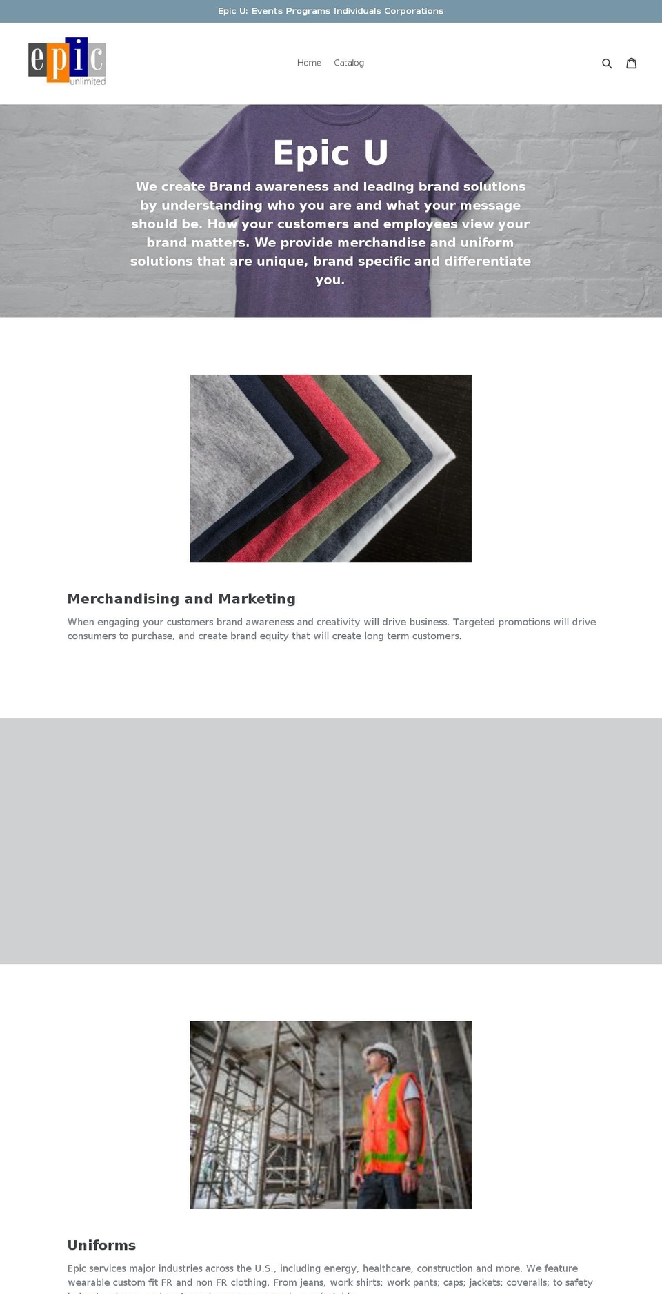 epic-unlimited.com — Shopify storefront screenshot