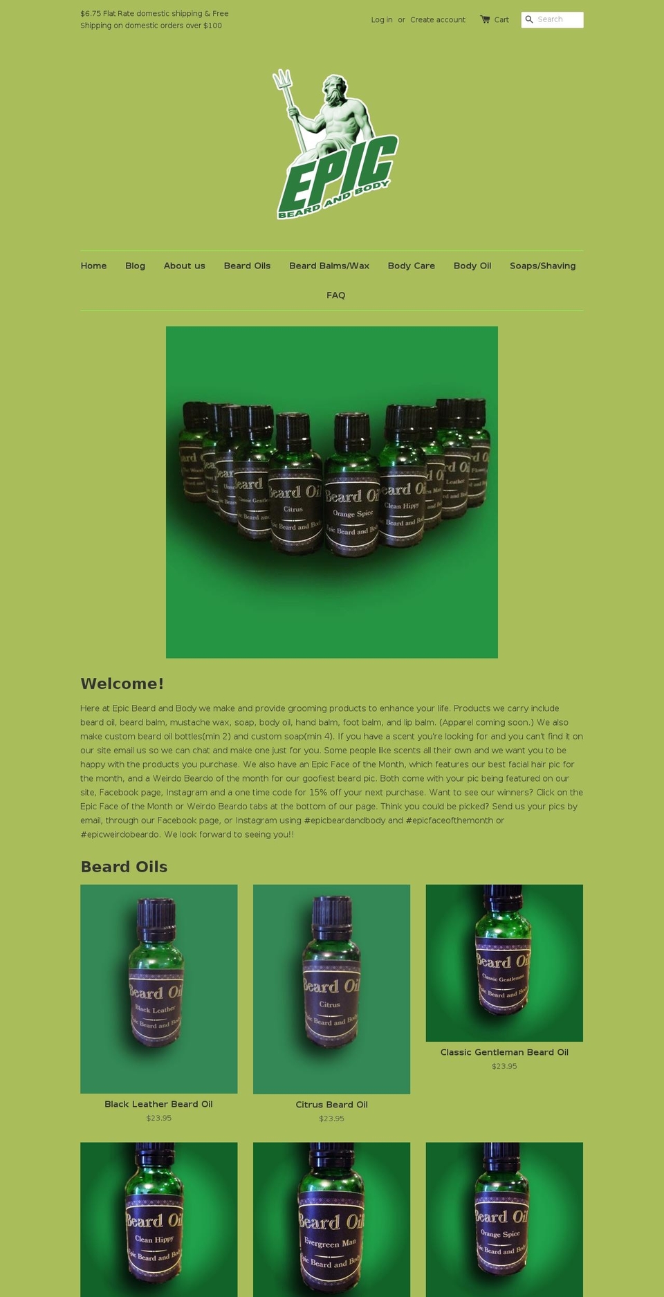 epicbeardandbody.com shopify website screenshot
