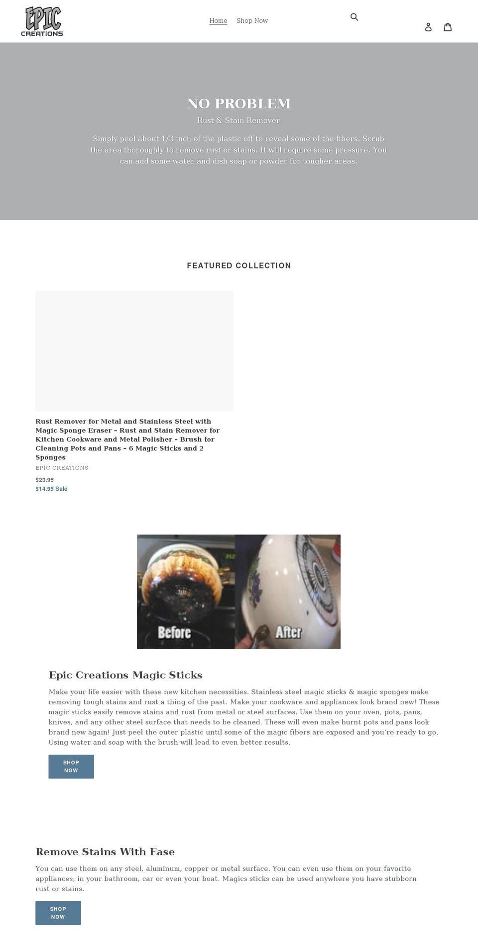 epiccreations.net shopify website screenshot