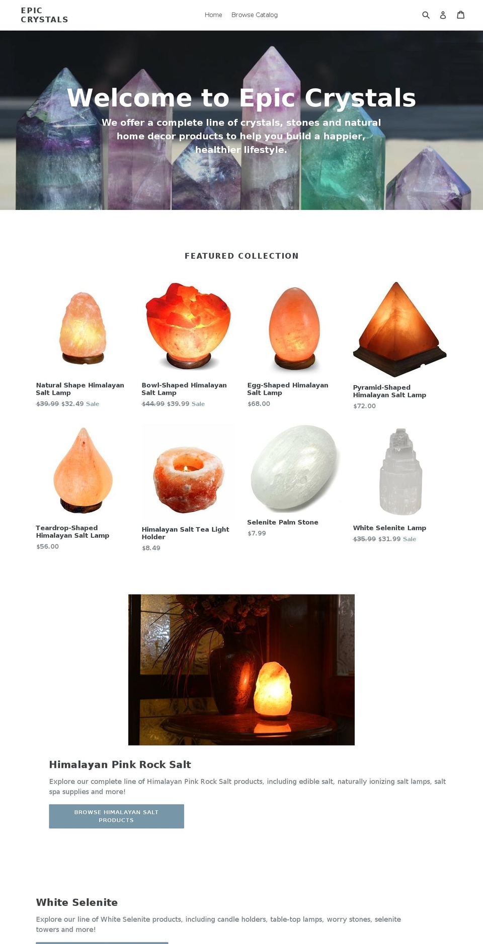 epiccrystals.com shopify website screenshot