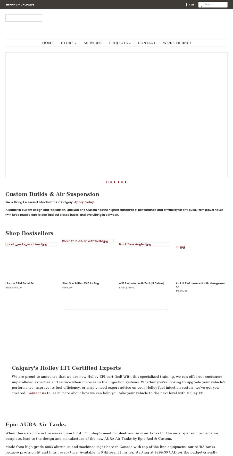 epiccustoms.ca shopify website screenshot