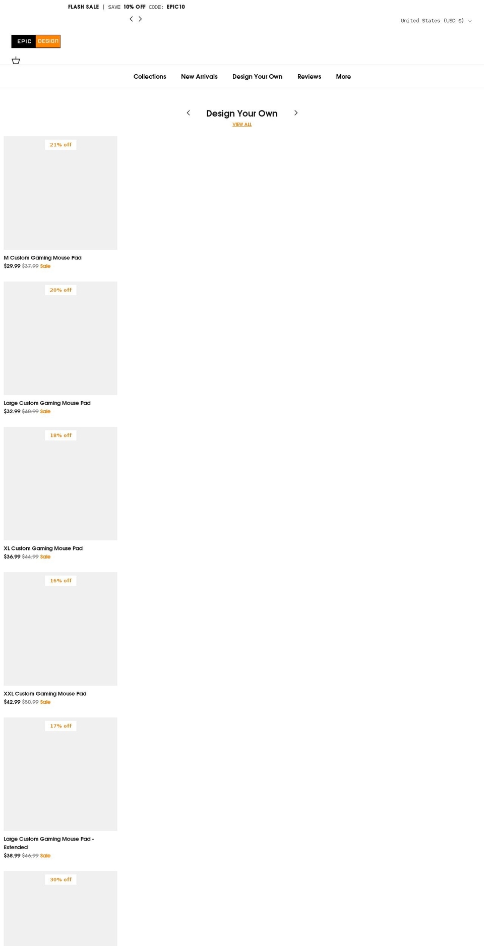 epicdesignpads.com shopify website screenshot