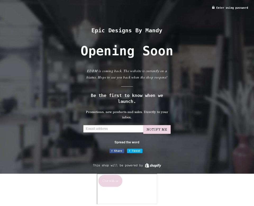 epicdesignsbymandy.com shopify website screenshot