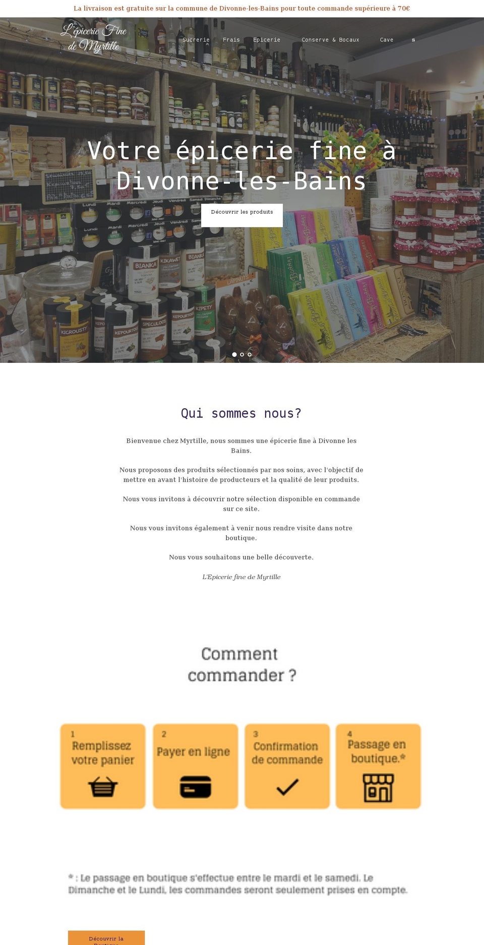 epicerie-myrtille.com shopify website screenshot