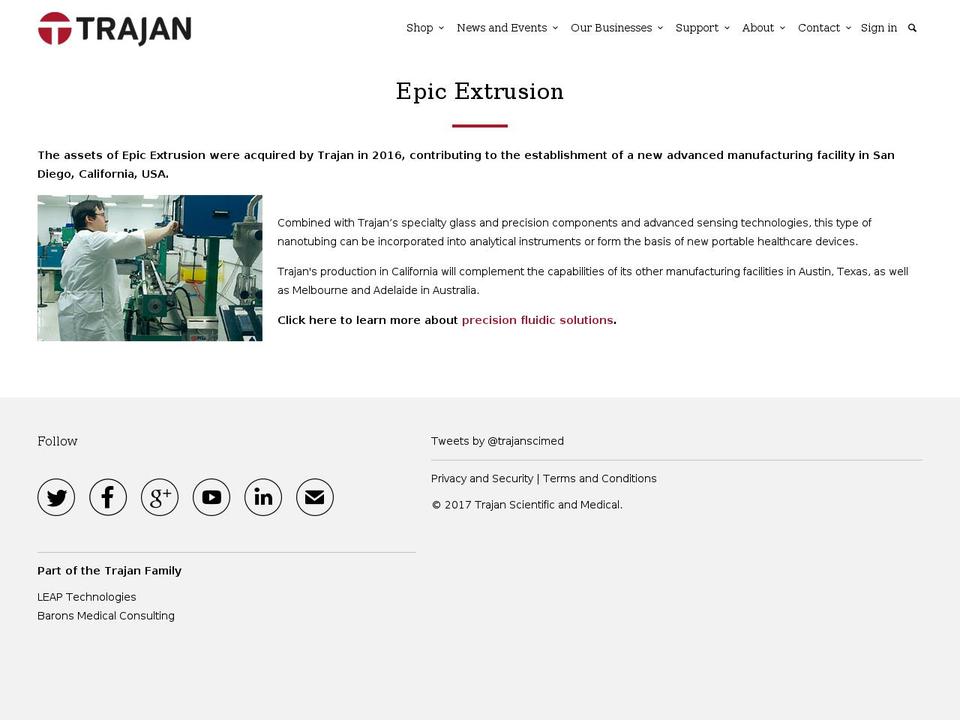 epicextrusion.com shopify website screenshot