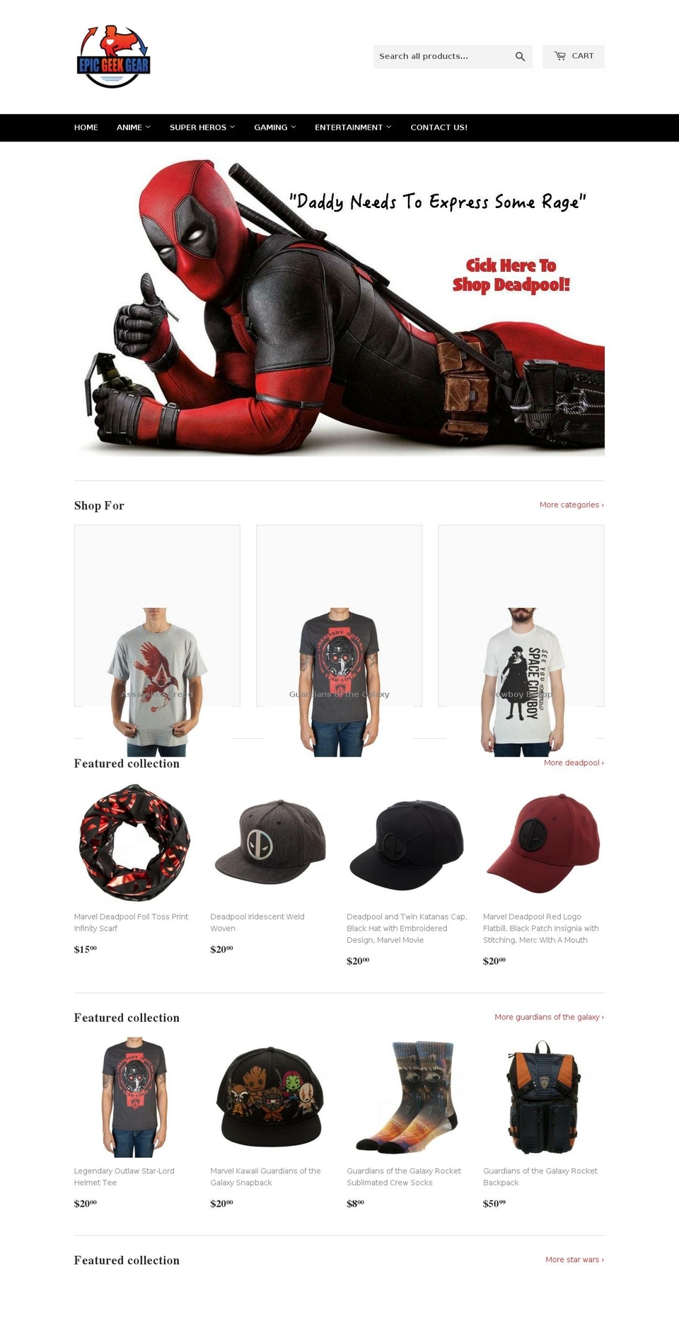 epicgeekgear.com — Shopify storefront screenshot