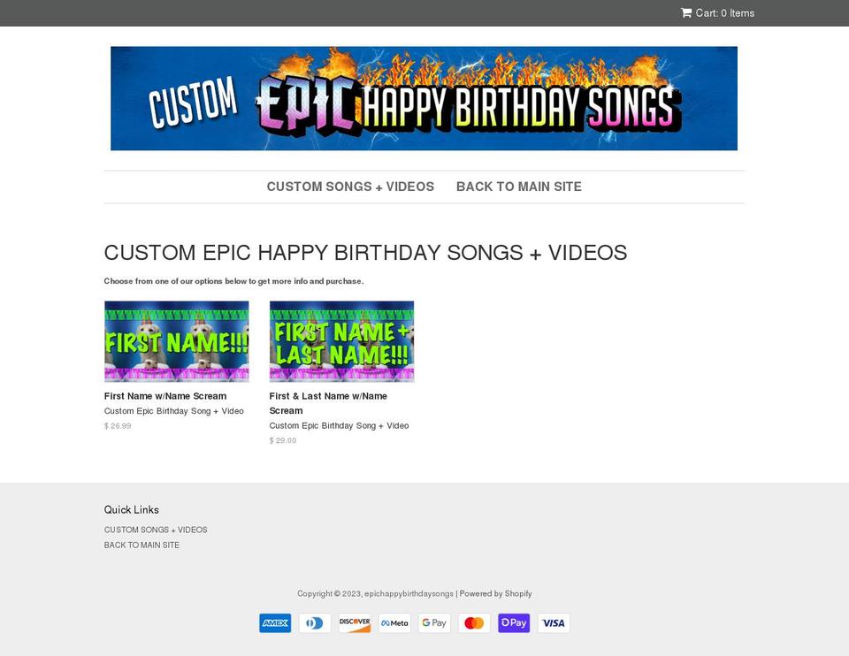 epichappybirthdaysongs.myshopify.com shopify website screenshot