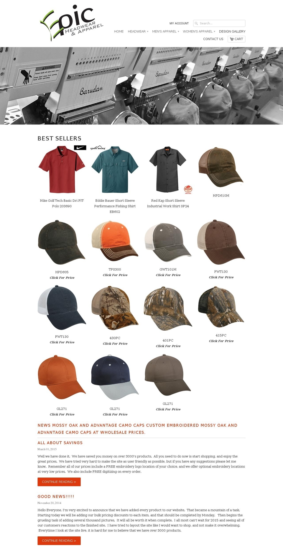 epicheadwearinc.com shopify website screenshot