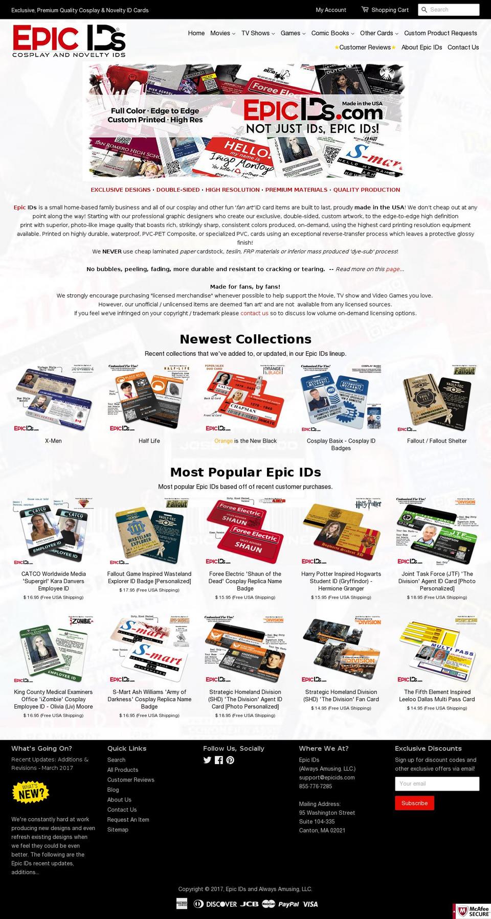 epicids.com shopify website screenshot