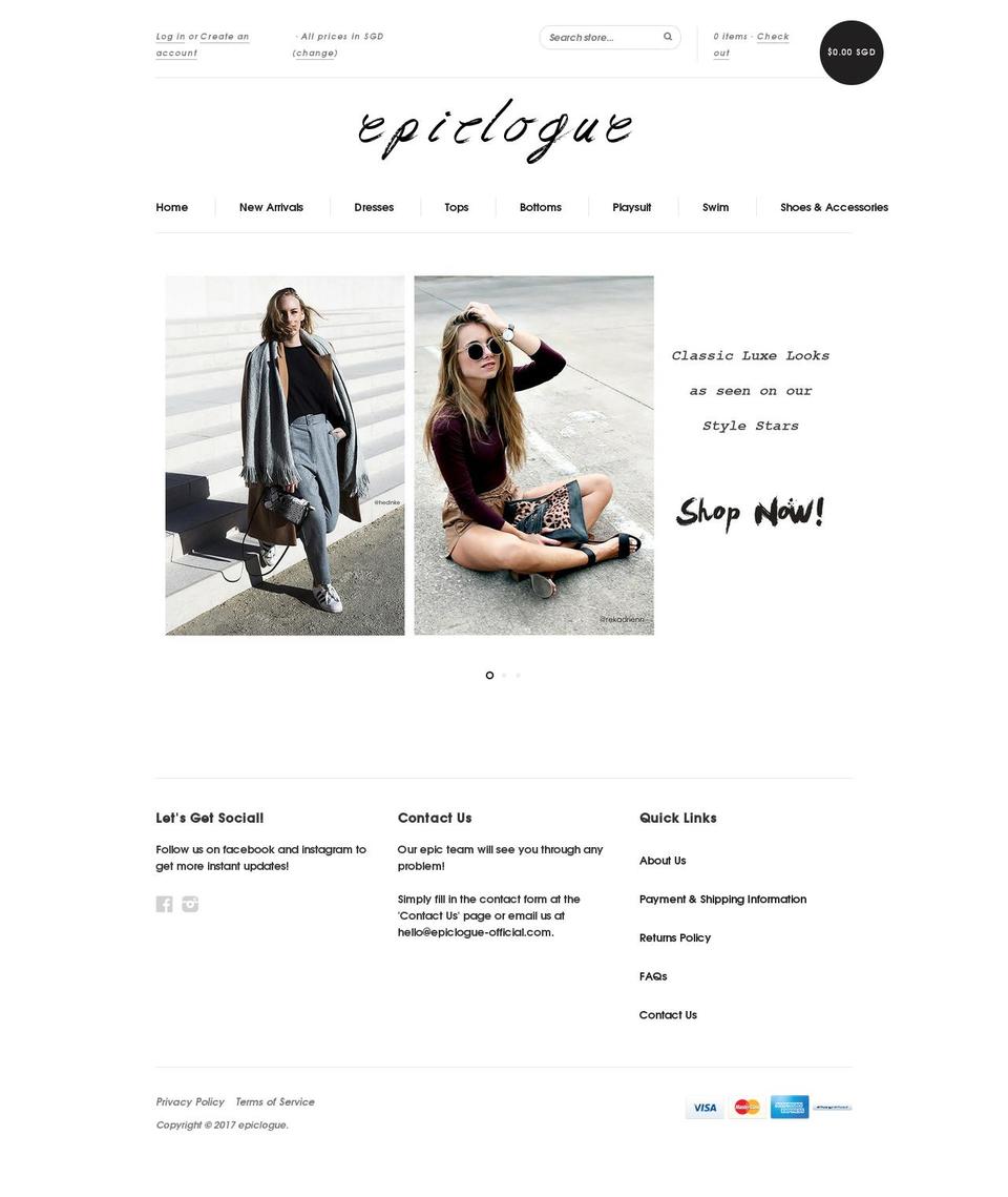 epiclogue-official.com shopify website screenshot